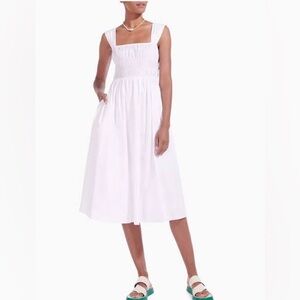 STAUD Ida Midi Dress in white